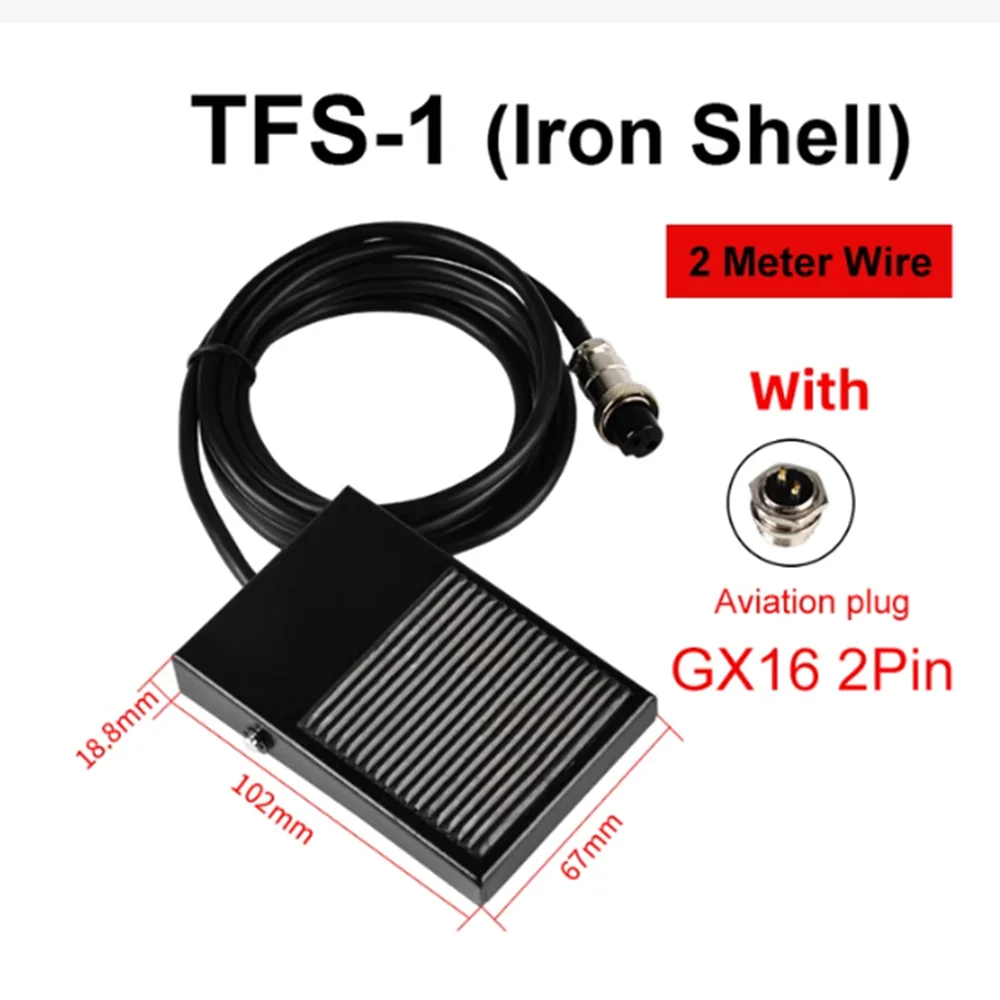 Industrial Heavy Duty Foot Pedal Switch – Metal Housing, Anti-Slip, 2M Cable, GX16 2-Pin/3-Pin, 220V